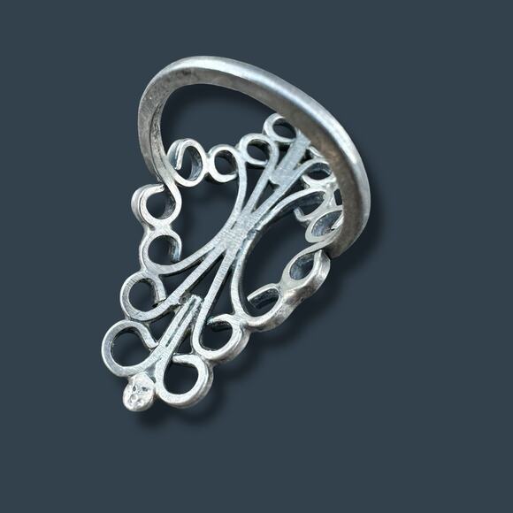 Mexican Sterling Silver Abstract Scroll Ring Vintage Modernist Midcentury Size 6 - Picture 5 of 6